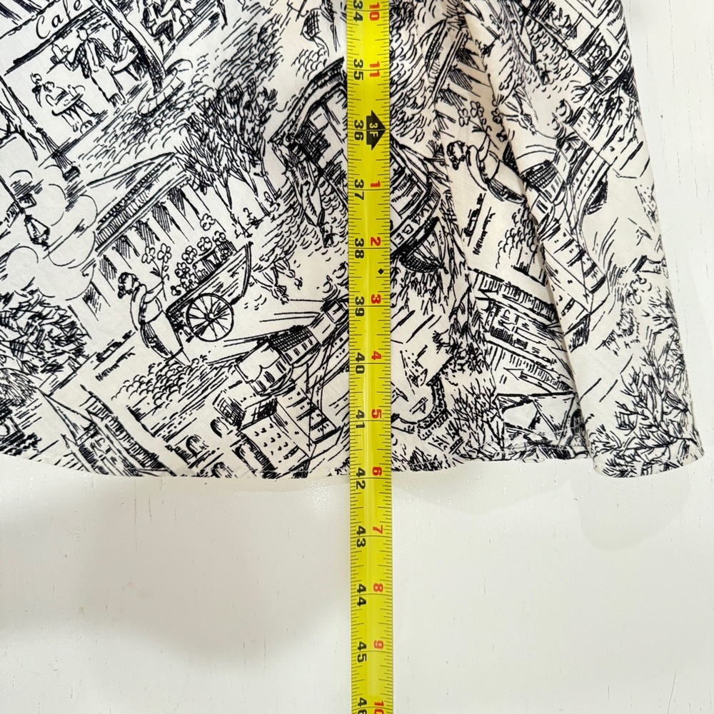 Ann Taylor LOFT Paris Cafe Print French Size 4 A Line Novelty Toile De Jouy - Picture 11 of 15